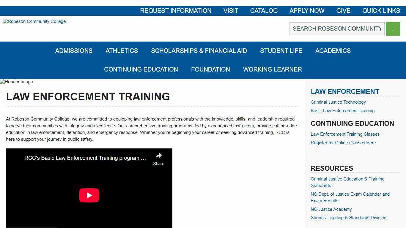 Law Enforcement Training | Robeson Community College : Robeson Community College